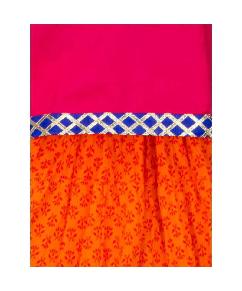 pink printed cotton stitched kids tops