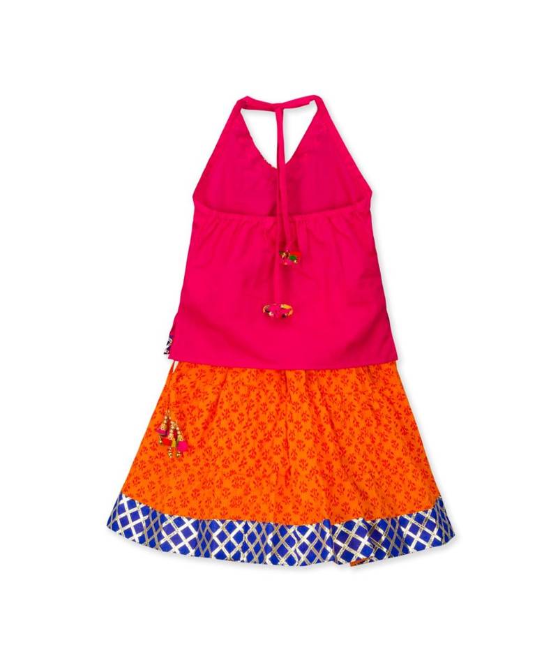 pink printed cotton stitched kids tops
