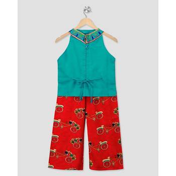 green embroidered cotton stitched kids tops 4