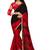 red Printed chiffon Saree With blouse