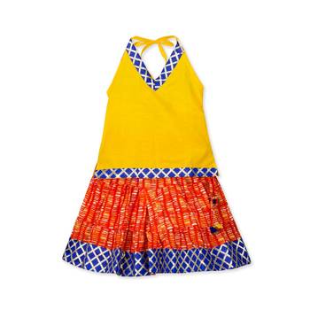 yellow printed cotton stitched kids tops 1