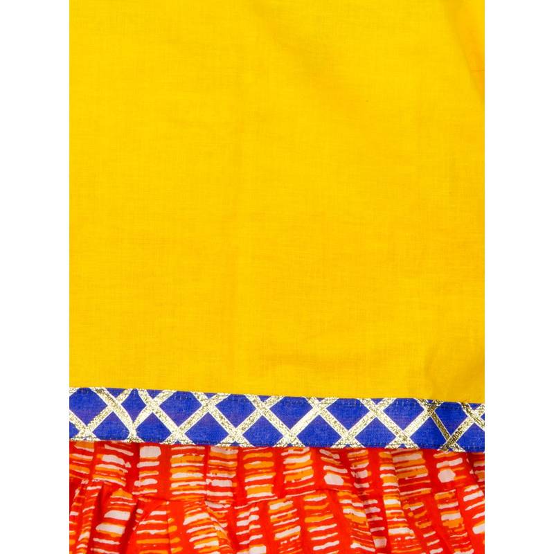 yellow printed cotton stitched kids tops
