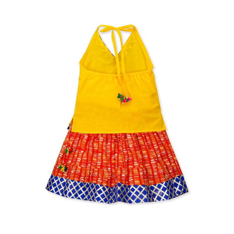 yellow printed cotton stitched kids tops