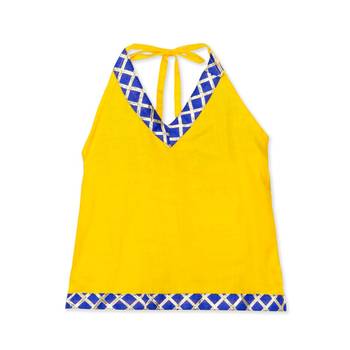 yellow printed cotton stitched kids tops 4