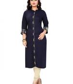 Blue embroidered rayon embroidered-kurtis