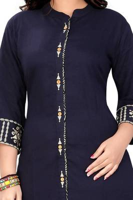 Blue embroidered rayon embroidered-kurtis 4