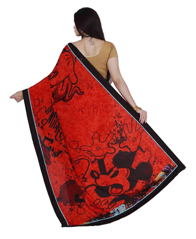 CLASSICATE fom the house of The Chennai Silks Women's Red Georgette Saree With Blouse