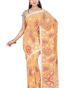 CLASSICATE fom the house of The Chennai Silks Women's Orange Georgette Saree With Blouse