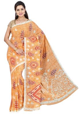 CLASSICATE fom the house of The Chennai Silks Women's Orange Georgette Saree With Blouse 2