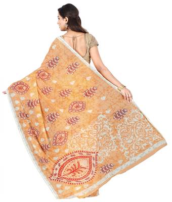 CLASSICATE fom the house of The Chennai Silks Women's Orange Georgette Saree With Blouse 3