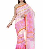 CLASSICATE fom the house of The Chennai Silks Women's Off_White Georgette Saree With Blouse