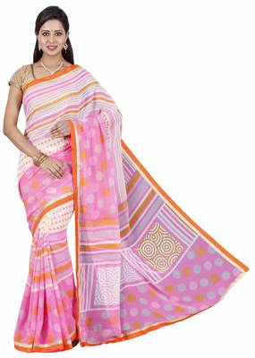 CLASSICATE fom the house of The Chennai Silks Women's Off_White Georgette Saree With Blouse 2