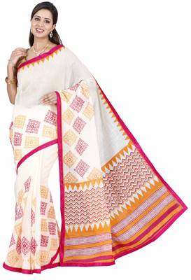 CLASSICATE fom the house of The Chennai Silks Women's Off_White Bhagalpuri Saree With Blouse 2