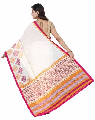 CLASSICATE fom the house of The Chennai Silks Women's Off_White Bhagalpuri Saree With Blouse 3