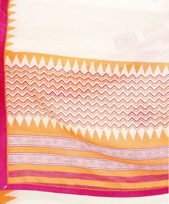 CLASSICATE fom the house of The Chennai Silks Women's Off_White Bhagalpuri Saree With Blouse 4