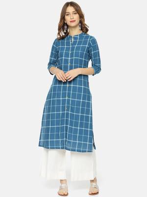 Blue printed cotton ethnic kurtis 1