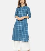 Blue printed cotton ethnic kurtis