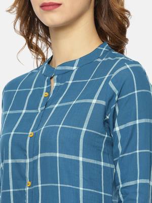 Blue printed cotton ethnic kurtis 2