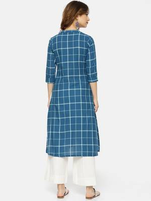 Blue printed cotton ethnic kurtis 3