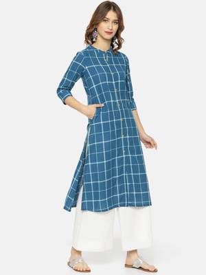 Blue printed cotton ethnic kurtis 4