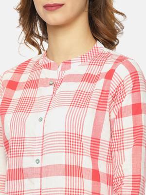 Peach printed cotton ethnic kurtis 2