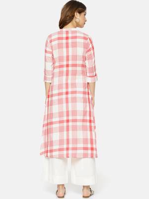 Peach printed cotton ethnic kurtis 3
