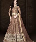 Light Brown Designer Heavy Embroidered Anarkali Suit