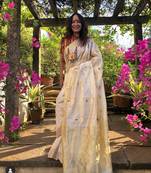 Gold hand woven chanderi silk saree with blouse