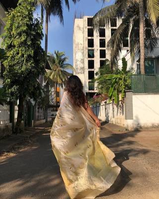 Gold hand woven chanderi silk saree with blouse 2