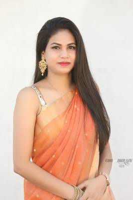 Orange hand woven chanderi saree with blouse 1