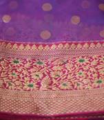 Dark lavender hand woven chanderi silk saree with blouse