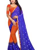 Orange Printed Chiffon Saree With Blouse