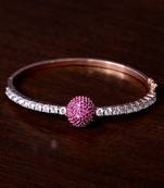 Rose Gold Plated Ruby Stone and Diamond Embellished Light Weight Bracelet