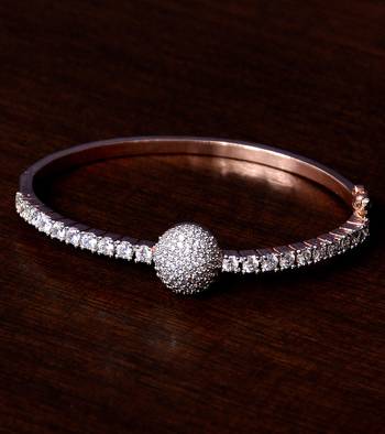 Rose Gold Plated CZ Stone and Diamond Embellished Light Weight Bracelet 1