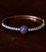 Rose gold plated sapphire stone and diamond embellished light weight bracelet