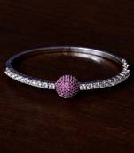 Rhodium plated ruby stone and diamond embellished light weight bracelet