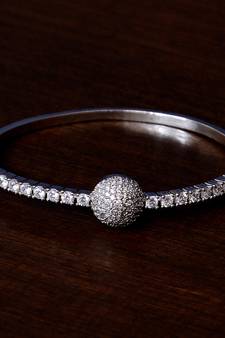 Rhodium plated cz stone and diamond embellished light weight bracelet