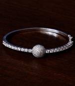 Rhodium plated cz stone and diamond embellished light weight bracelet
