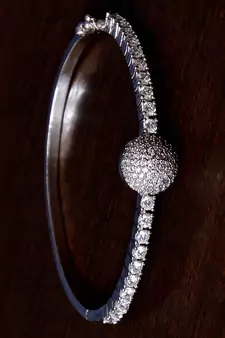 Rhodium plated cz stone and diamond embellished light weight bracelet