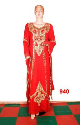 Orange embroidered georgette islamic-kaftans 1
