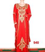 Orange embroidered georgette islamic-kaftans