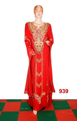 Orange embroidered georgette islamic-kaftans 1