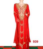 Orange embroidered georgette islamic-kaftans
