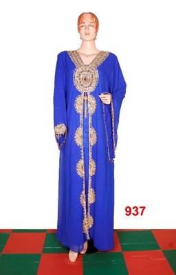 Royal-blue embroidered georgette islamic-kaftans 1