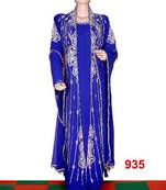 Royal-blue embroidered georgette islamic-kaftans