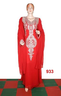 Orange embroidered georgette islamic-kaftans 1