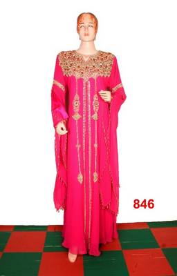 Rani-pink embroidered georgette islamic-kaftans 1