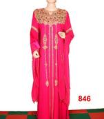 Rani-pink embroidered georgette islamic-kaftans