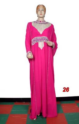 Rani-pink embroidered georgette islamic-kaftans 1