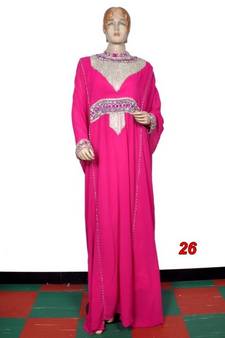 Rani-pink embroidered georgette islamic-kaftans